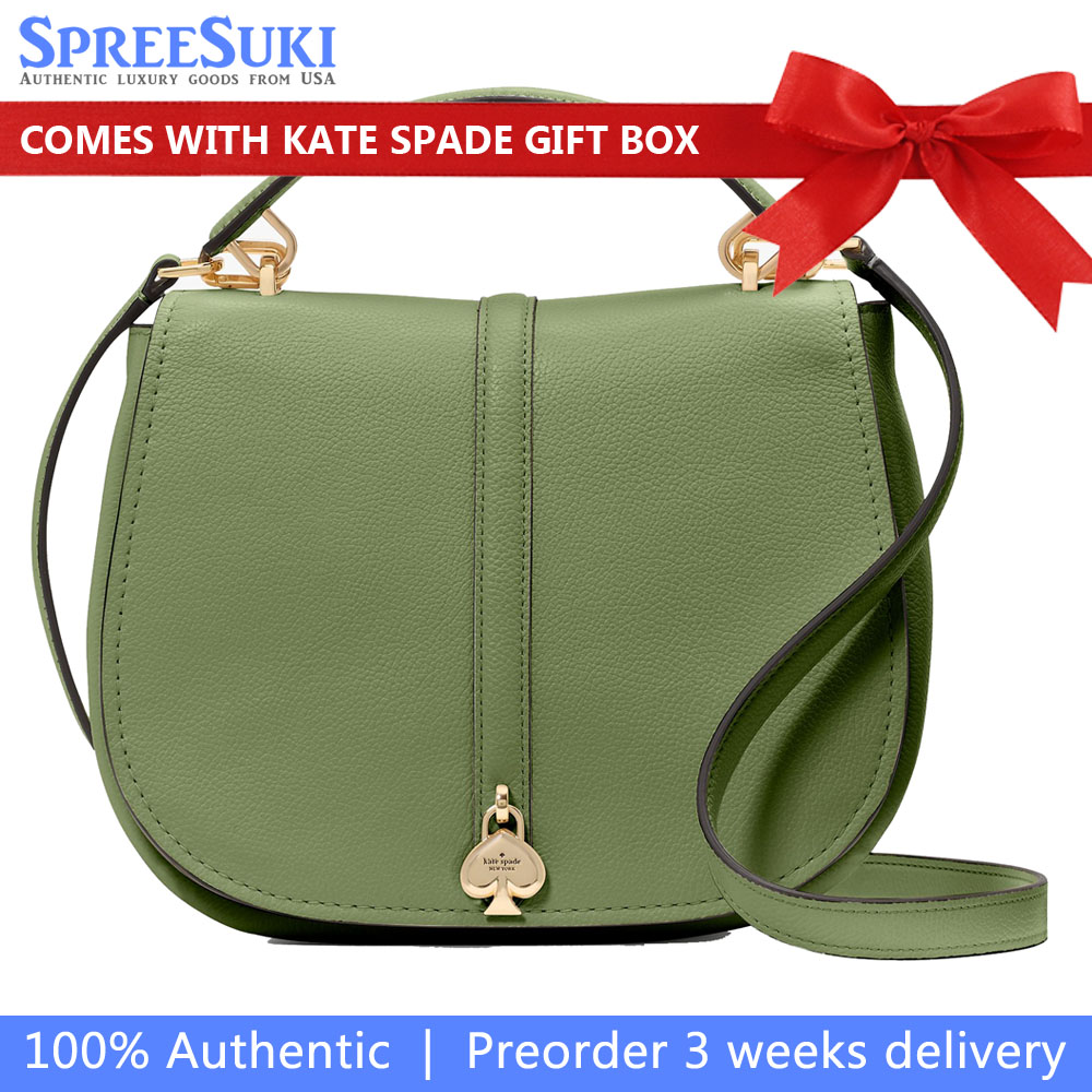 Kate Spade Kayla Pebbled Leather Saddle Bag Cedar Stand # KL025