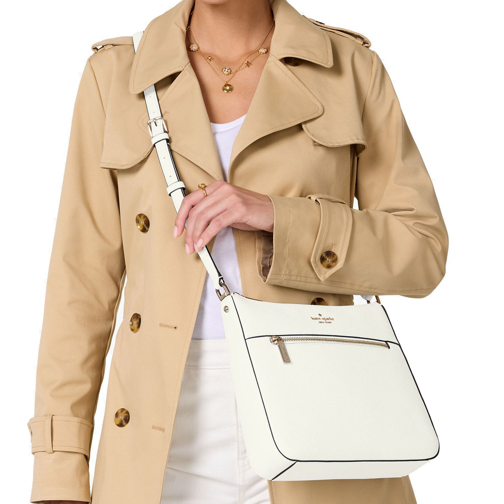 Kate Spade Lena Pebbled Leather Swingpack Crossbody Bag Sling Meringue # KH431