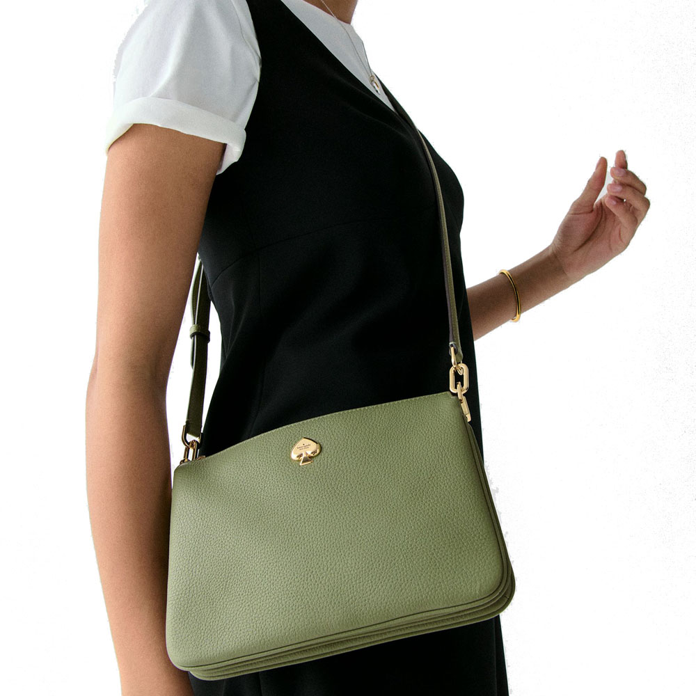 Kate Spade Kayla Small Triple Compartment Crossbody Cedar Stand # KL806