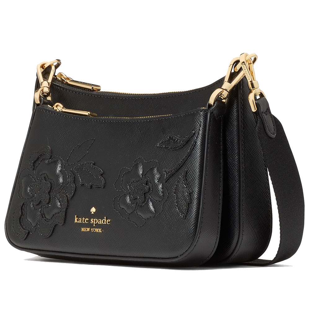 Kate Spade Duet Floral Applique Small Crossbody Black # KL834