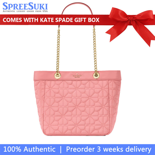 Kate Spade Spade Flower Quilted Medium Tote Terracotta Tile # KK156