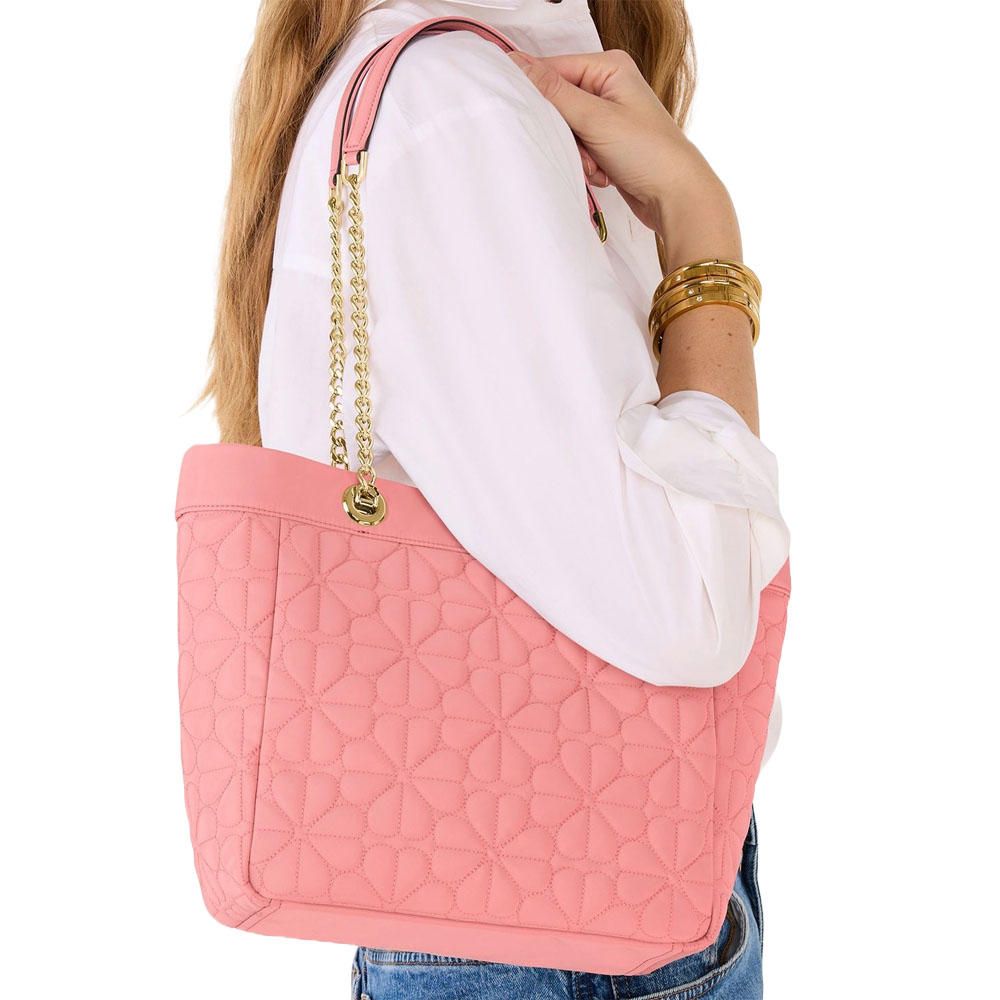 Kate Spade Spade Flower Quilted Medium Tote Terracotta Tile # KK156