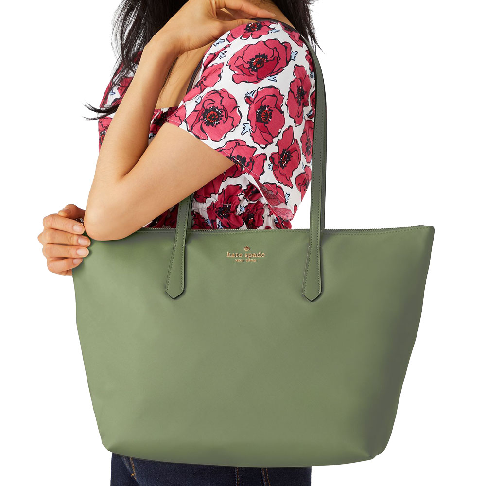 Kate Spade Kitt Nylon Medium Tote Cedar Stand # KC455