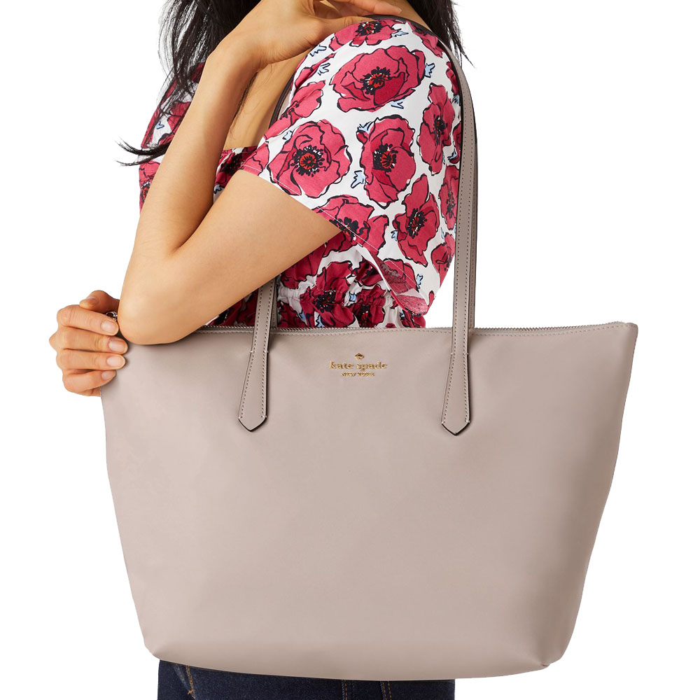 Kate Spade Kitt Nylon Medium Tote Cozy Grey # KC455