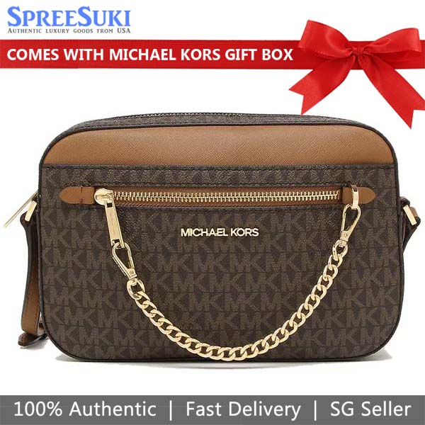 Michael Kors Crossbody Bag Large Jet Set Item Ew East West Chain Crossbody Brown # 35S1GTTC9B