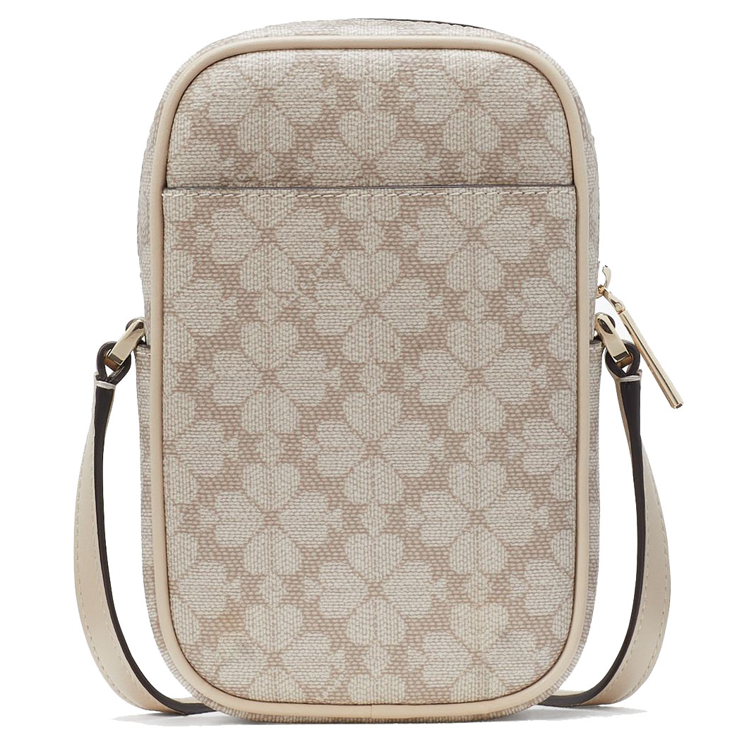 Kate Spade Spade Flower North South Zip Phone Crossbody Bag Sling Dark Beige # KG490D1