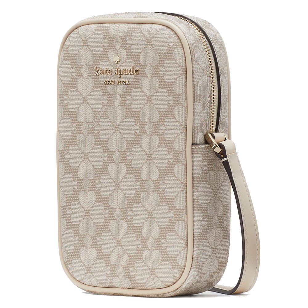 Kate Spade Spade Flower North South Zip Phone Crossbody Bag Sling Dark Beige # KG490D1
