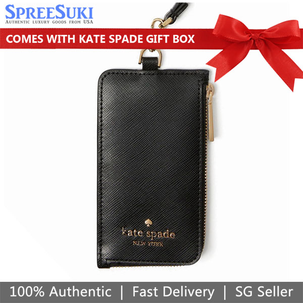 Kate Spade Madison Card Case Lanyard Black # KC573