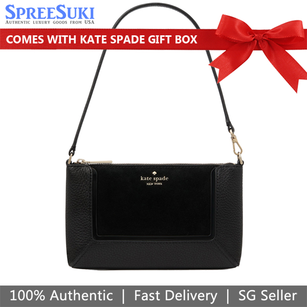 Kate Spade Lena Suede Convertible Wristlet Black Multi # KJ026