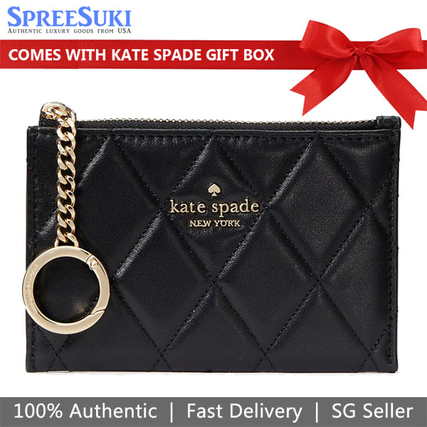 Kate Spade Carey Smooth Quilted Leather Small Card Holder Black # KG426