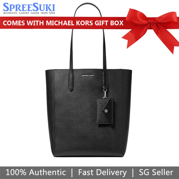 Michael Kors Vincent Large Saffiano Leather Tote Bag With Card Case Black # 35R5S2VT7T
