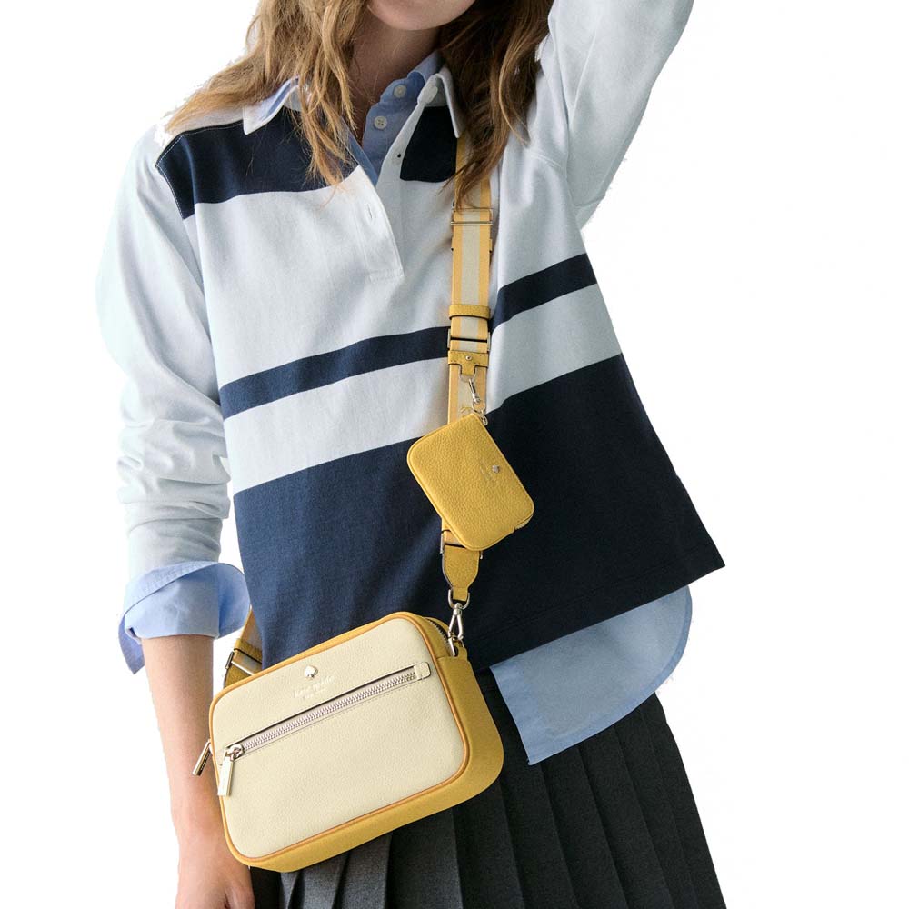 Kate Spade Emma Colorblock Pebbled Leather Large Crossbody Buttermilk Glaze Multi # KK940