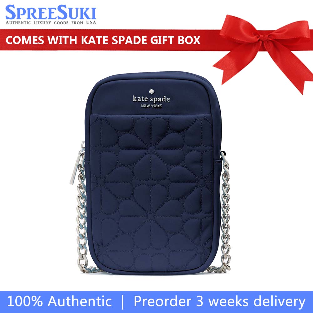 Kate Spade Spade Flower Quilted Fabric Phone Crossbody Parisian Navy # KK898