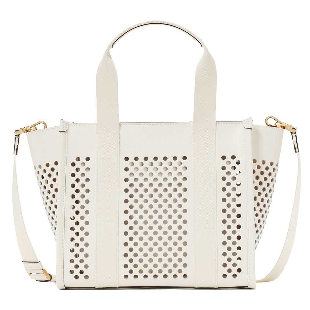 Kate Spade Kip Perforated Leather Small Tote Meringue # KL055