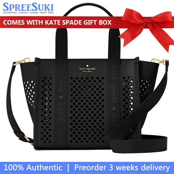 Kate Spade Kip Perforated Leather Small Tote Black # KL055