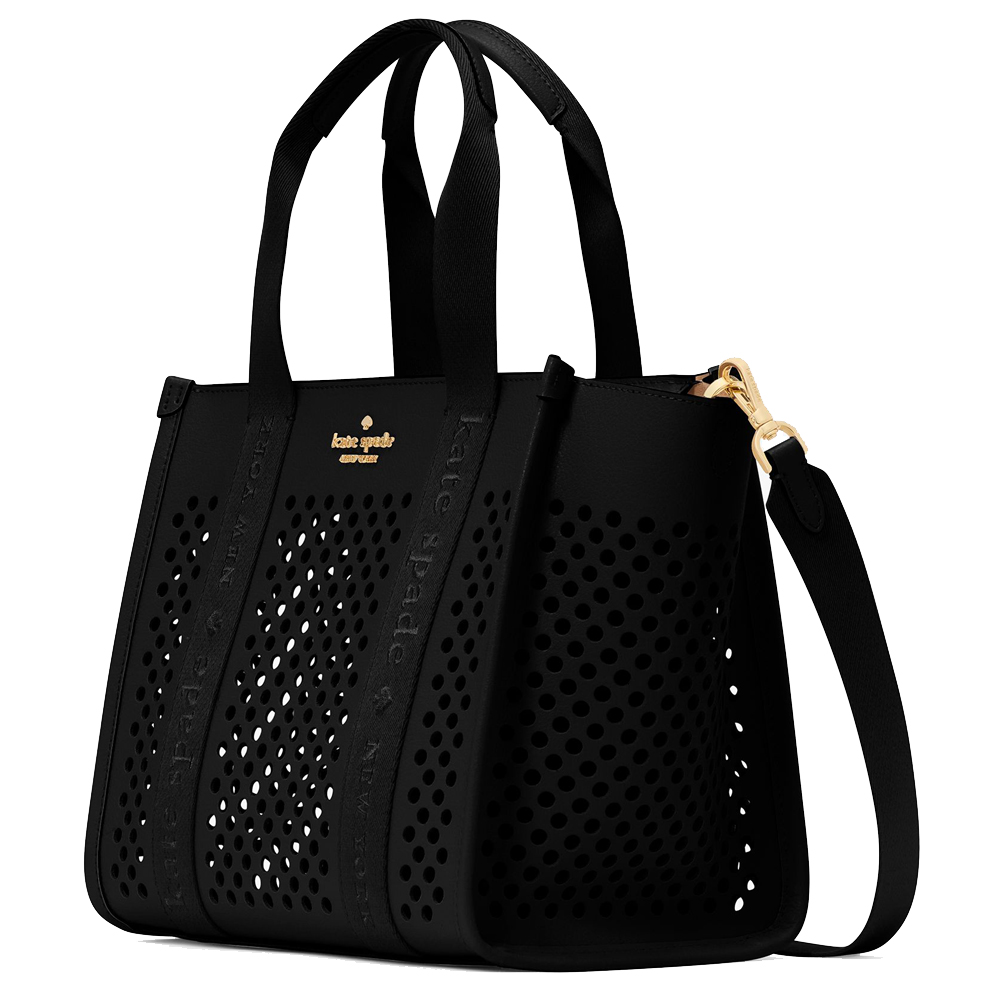 Kate Spade Kip Perforated Leather Small Tote Black # KL055