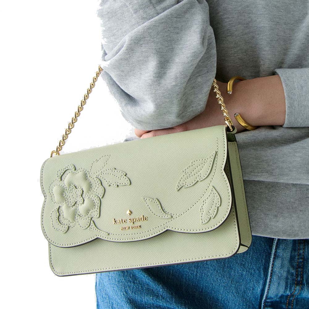 Kate Spade Madison Floral Applique Willow Mini Crossbody Sage Bundle # KL869