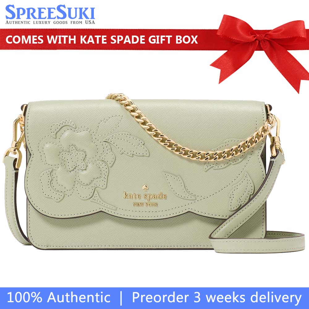 Kate Spade Madison Floral Applique Willow Mini Crossbody Sage Bundle # KL869