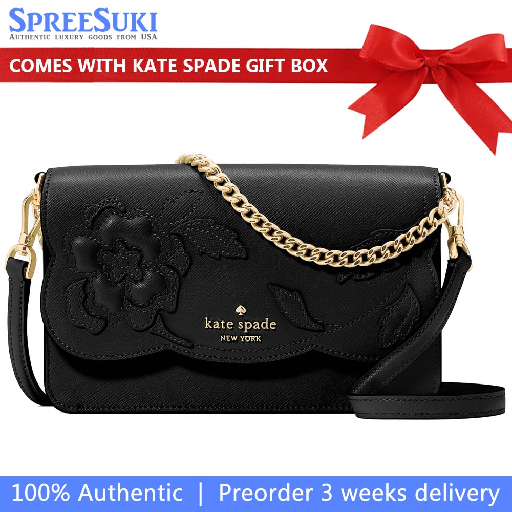 Kate Spade Madison Floral Applique Willow Mini Crossbody Black # KL869