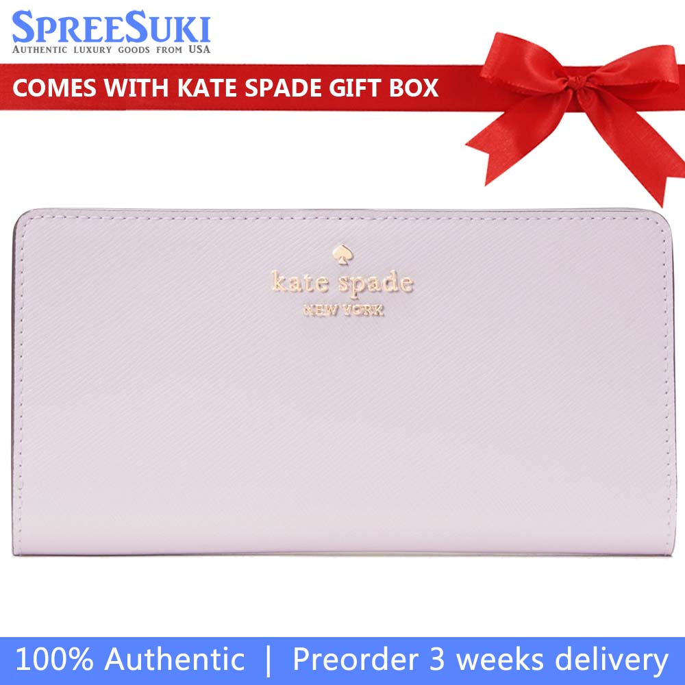 Kate Spade Madison Interior Printed Large Slim Bifold Wallet Pale Amethyst # KK951
