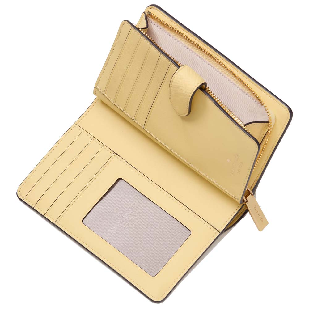 Kate Spade Medium Wallet Schuyler Saffiano Medium Compact Bifold Wallet Butter # KG676