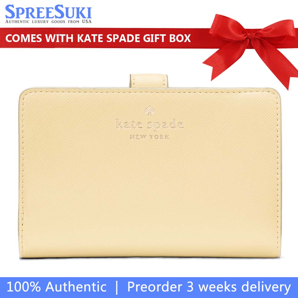 Kate Spade Medium Wallet Schuyler Saffiano Medium Compact Bifold Wallet Butter # KG676