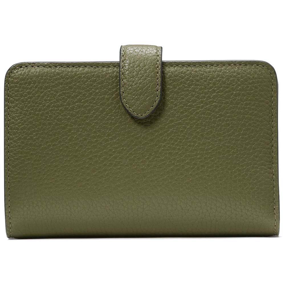 Kate Spade Medium Wallet Lena Pebbled Leather Medium Compact Bifold Wallet Enchanted Green # KH787
