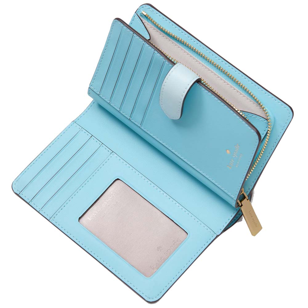 Kate Spade Medium Wallet Madison Medium Compact Bifold Wallet Crisp Sky Multi # KC511