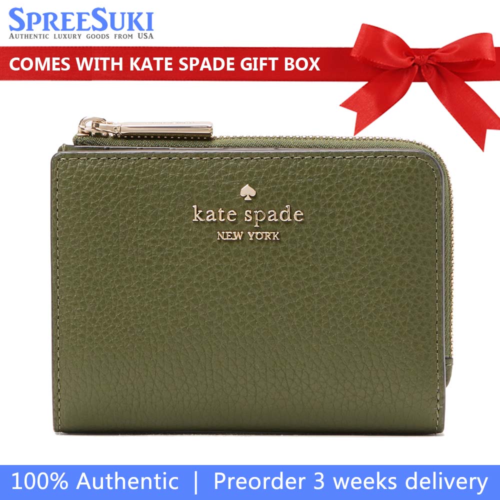 Kate Spade Lena Small L Zip Wallet Enchanted Green # KL842