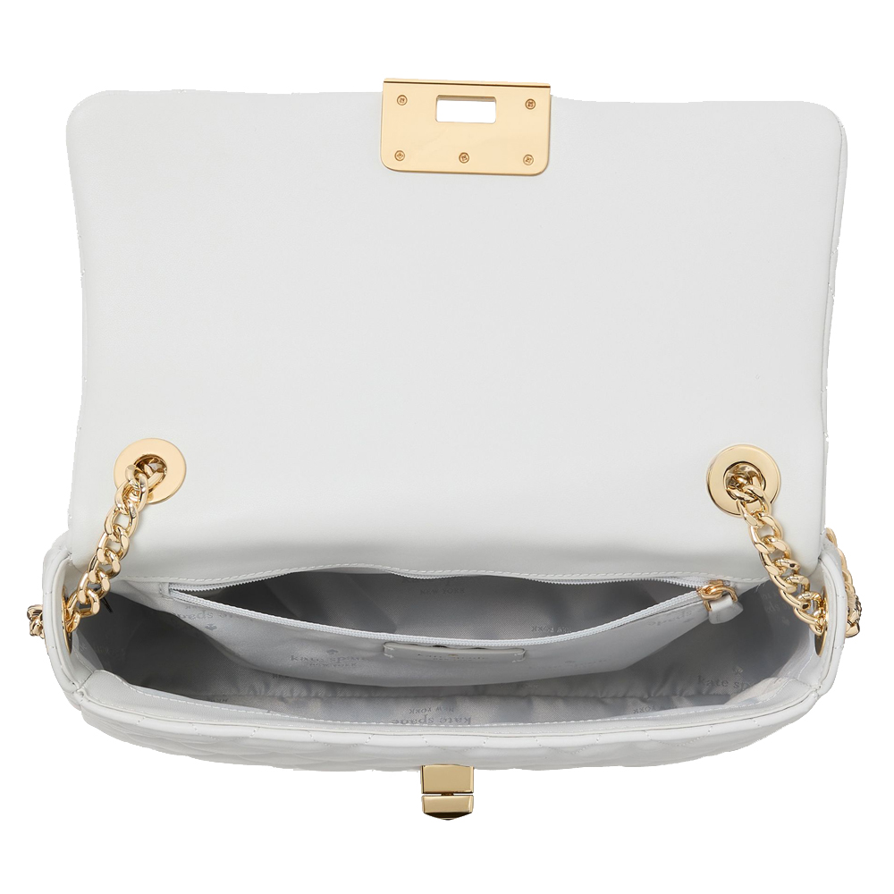 Kate Spade Carey Smooth Quilted Flap Shoulder Bag Stone Path # KH228