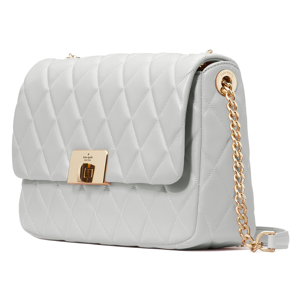 Kate Spade Carey Smooth Quilted Flap Shoulder Bag Stone Path # KH228