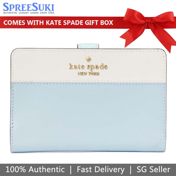 Kate Spade Medium Wallet Madison Medium Compact Bifold Wallet Crisp Sky Multi # KC511