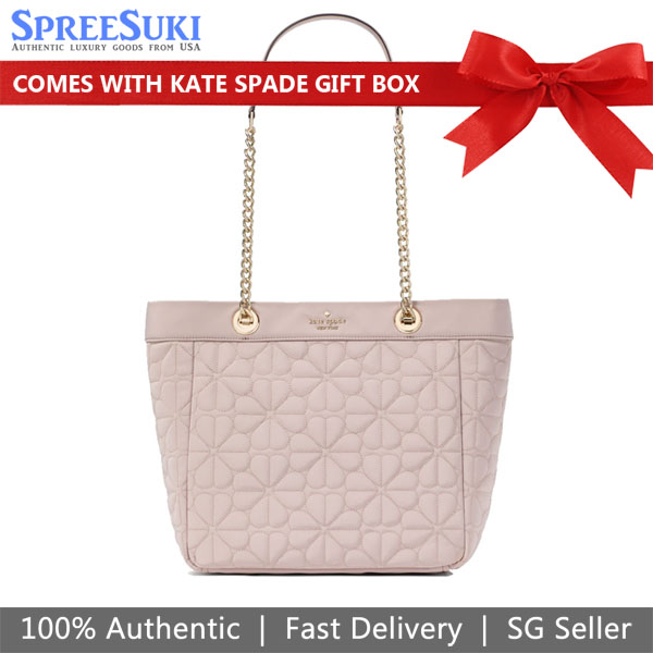 Kate Spade Spade Flower Quilted Medium Tote Cozy Grey # KK156