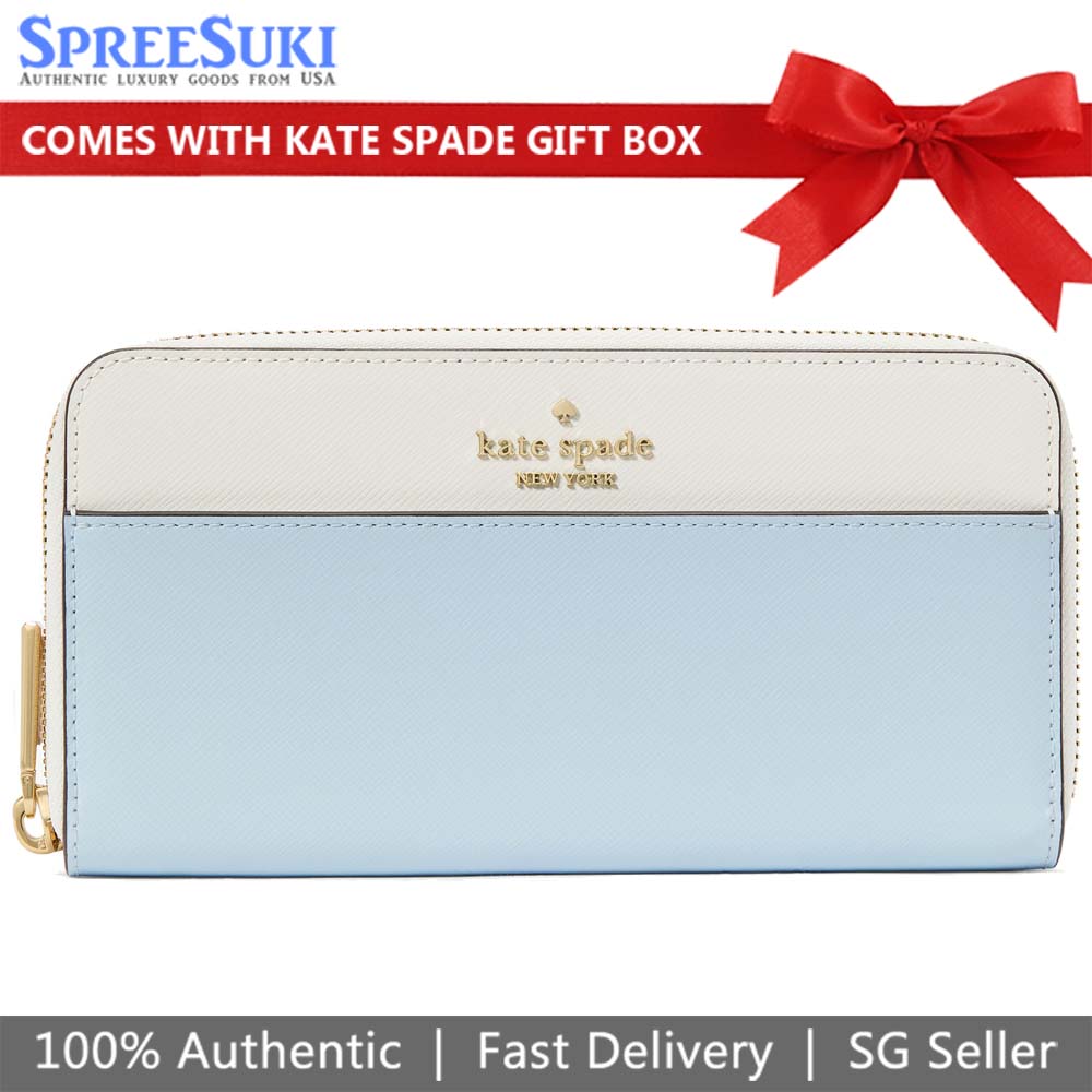 Kate Spade Madison Colorblock Saffiano Large Continental Wallet Crisp Sky # KI365