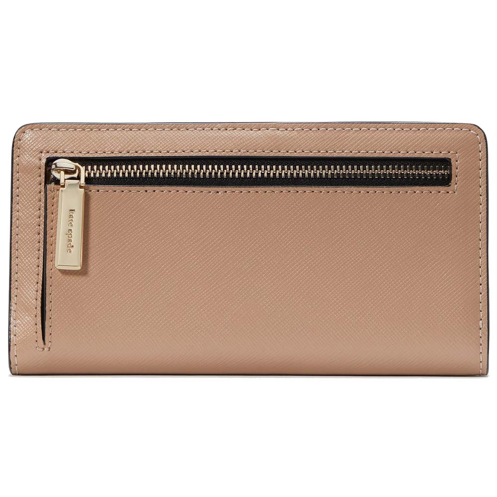 Kate Spade Long Wallet Madison Colorblock Large Slim Bifold Toasted Hazelnut Beige Nude Black # KI367