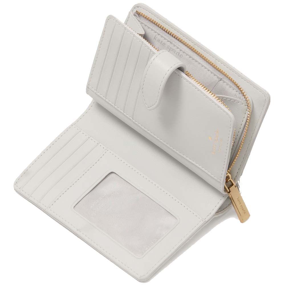 Kate Spade Carey Smooth Quilted Medium Compact Bifold Stone Path # KG424