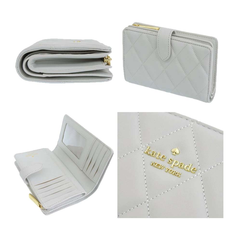 Kate Spade Carey Smooth Quilted Medium Compact Bifold Stone Path # KG424