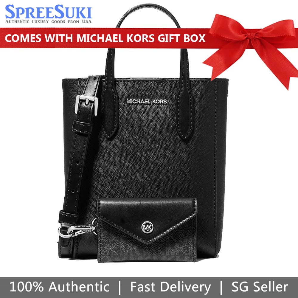 Michael Kors Sling Bag Crossbody Vincent Extra-Small Crossbody Bag With Card Case Black # 35F4S2VC0T