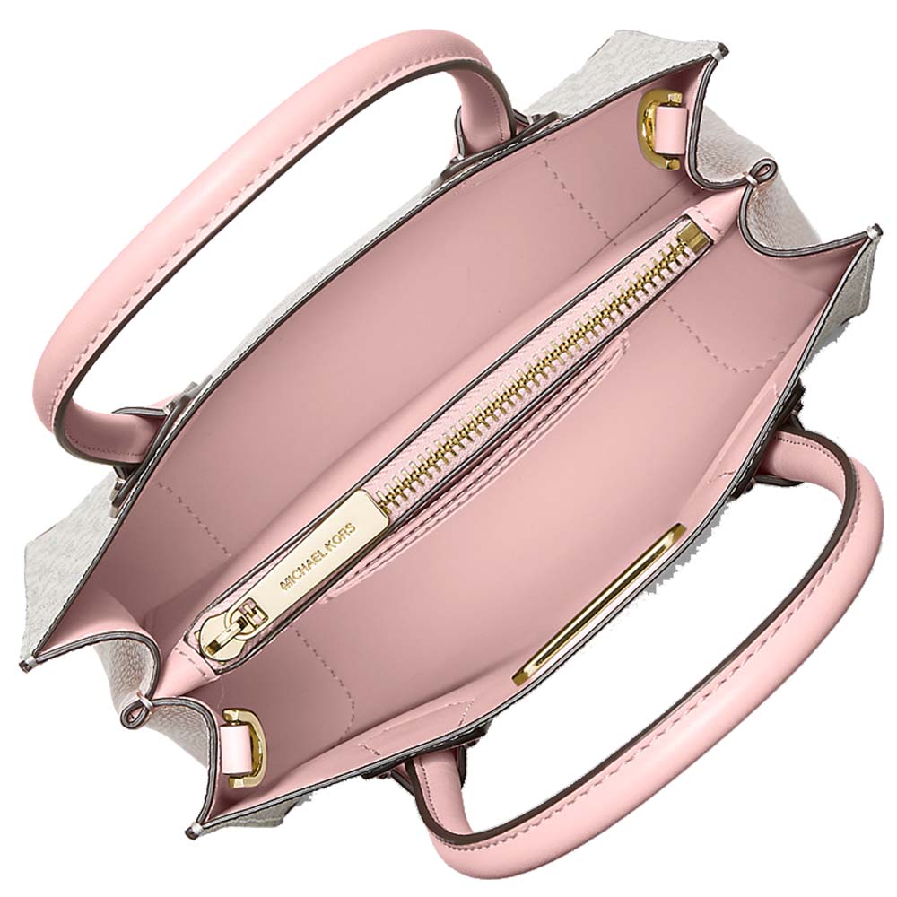 Michael Kors Mercer Medium Logo And Leather Accordion Crossbody Bag Powder Blush # 35S1GM9M2B