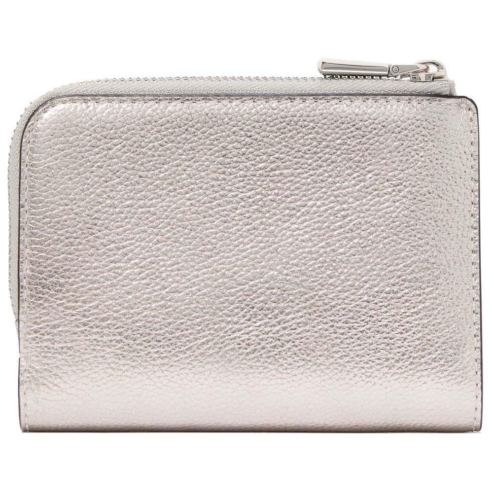 Kate Spade Ava Metallic Zip Bifold Wallet Silver Multi # KI592