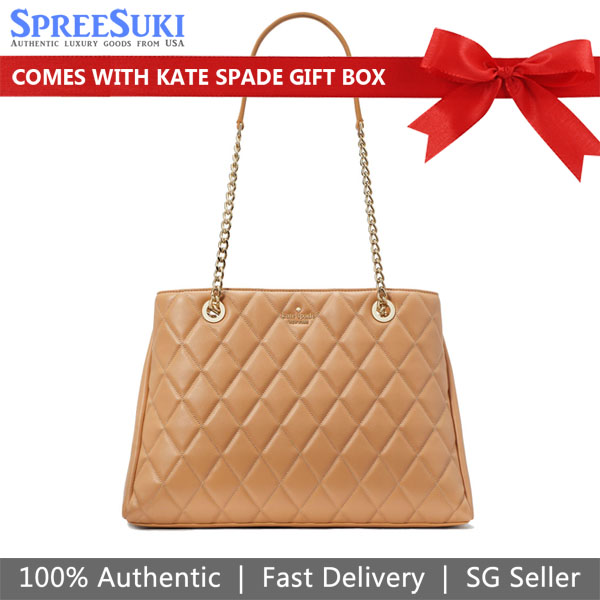 Kate Spade Carey Smooth Quilted Triple Compartment Tote Tiramisu Mousse # KH229