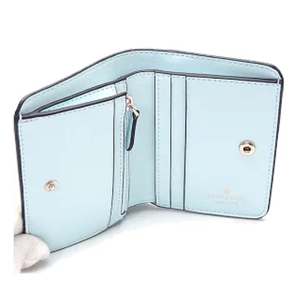 Kate Spade Small Wallet Lena Pebbled Leather Small Slim Bifold Wallet Crisp Sky # KH788