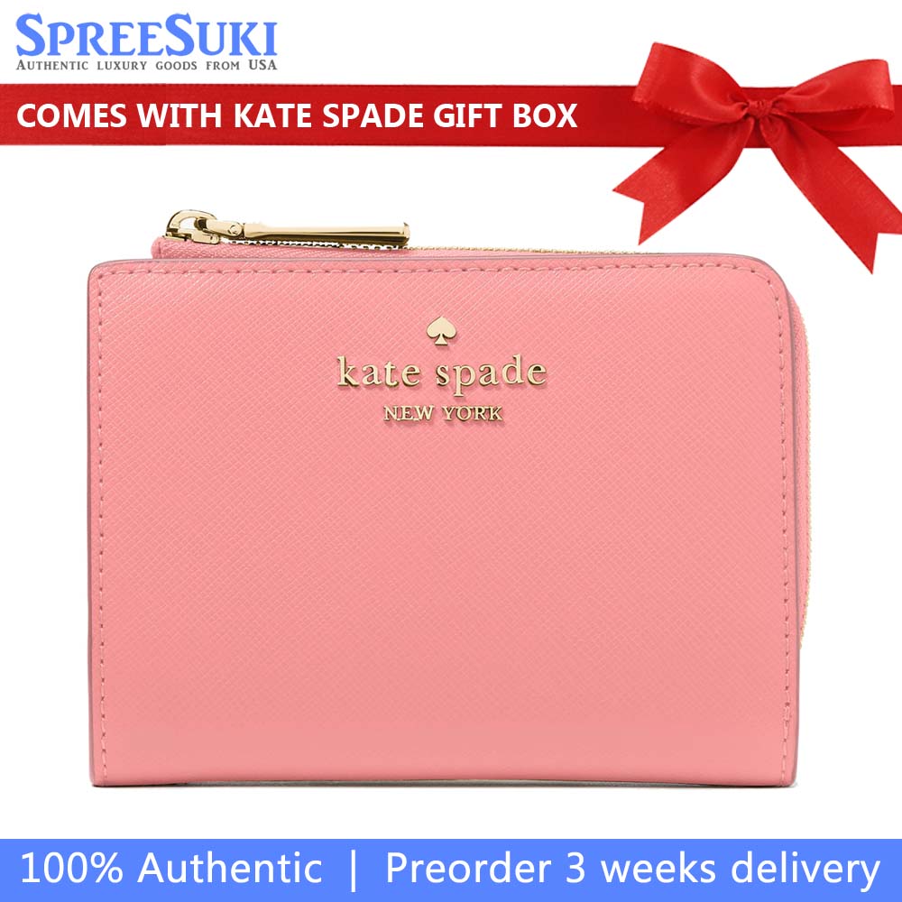 Kate Spade Small Wallet Madison Saffiano Leather Small Lzip Wallet Terracotta Tile # KH615