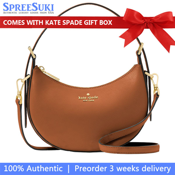 Kate Spade Madison Saffiano Leather Crescent Shoulder Bag Cavern Clay # KK949