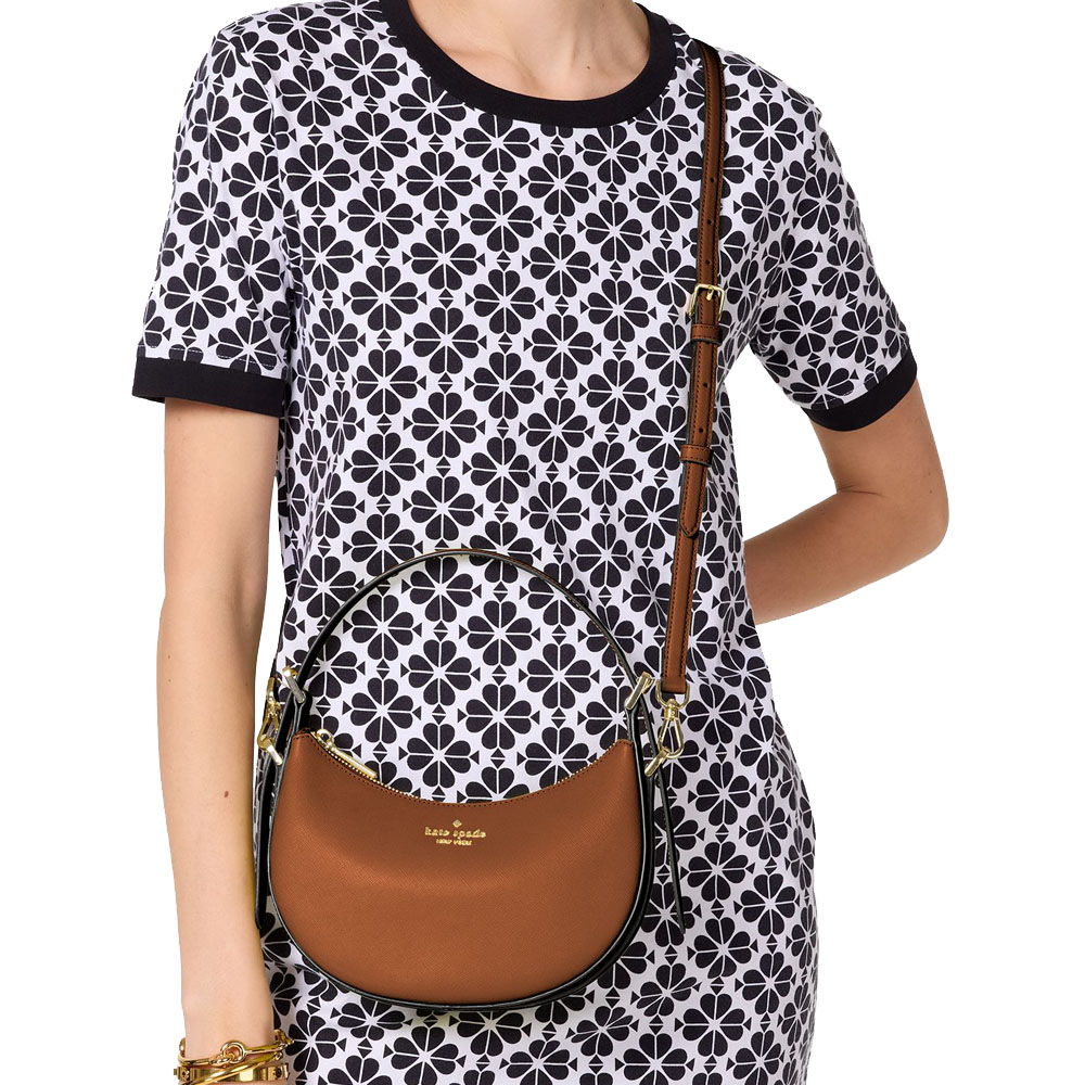 Kate Spade Madison Saffiano Leather Crescent Shoulder Bag Cavern Clay # KK949
