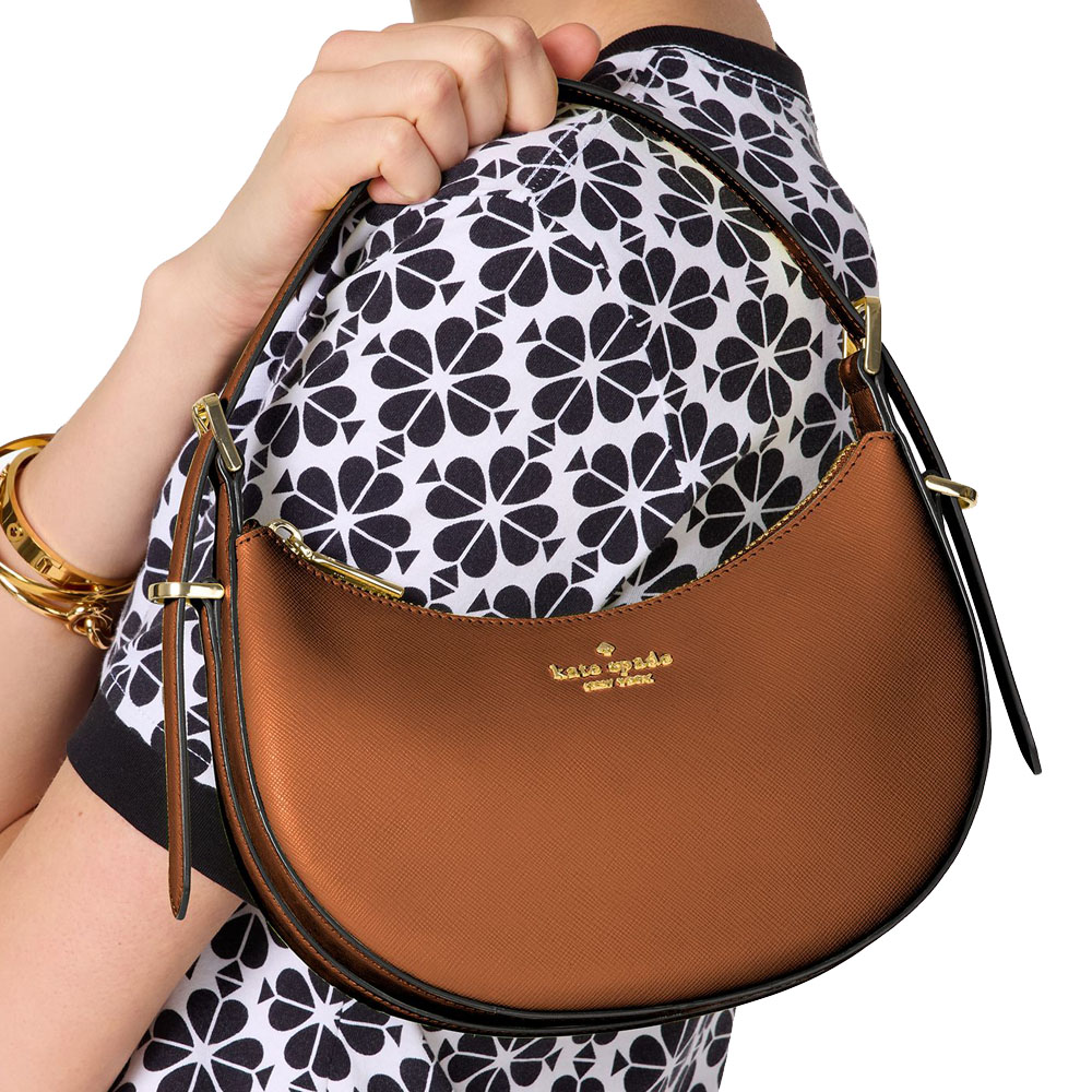 Kate Spade Madison Saffiano Leather Crescent Shoulder Bag Cavern Clay # KK949