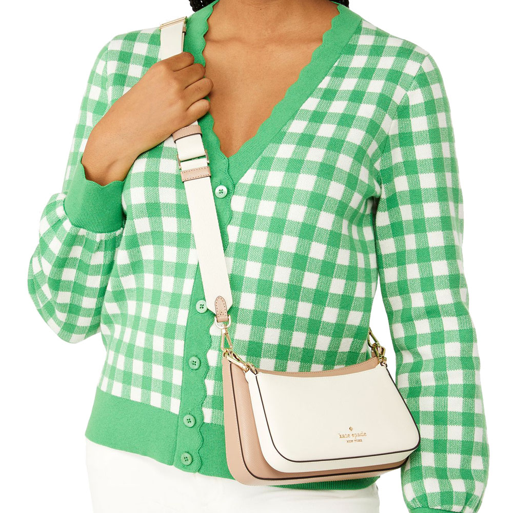 Kate Spade Duet Colorblock Saffiano Leather Small Crossbody Toasted Hazelnut Multi # KH759