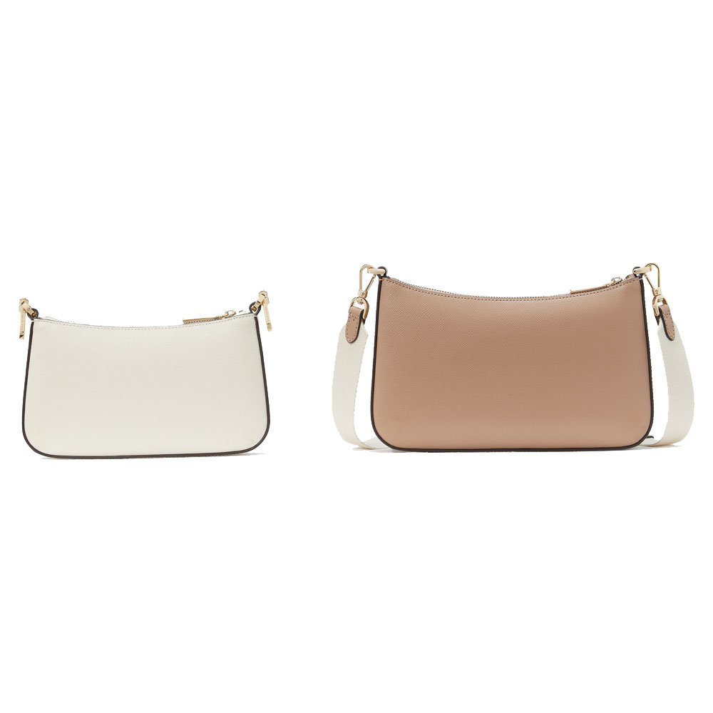 Kate Spade Duet Colorblock Saffiano Leather Small Crossbody Toasted Hazelnut Multi # KH759