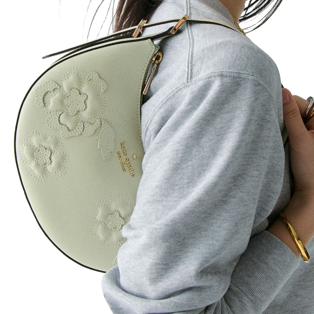 Kate Spade Madison Floral Applique Crescent Shoulder Bag Sage Bundle # KL938