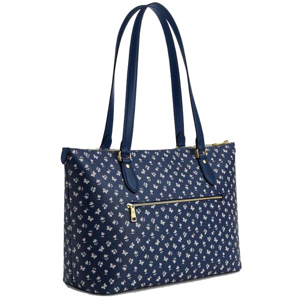 Coach Gallery Tote Bag With Floral Print Deep Blue Multi # CBM20